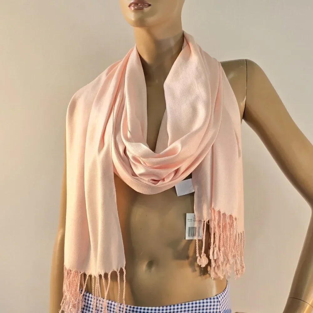 Isa & Stef Womens Shawl Fringe Wrap Scarf 78 x 27 Pale Rose Quartz Color